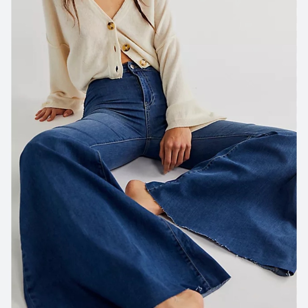 Free People x Sandrine Rose Indigo Wide Leg Jeans